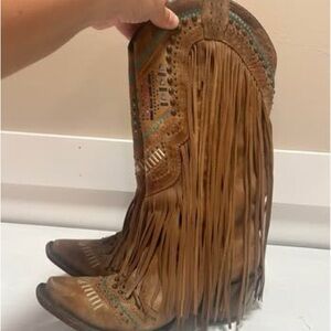 Corral Tan Fringe Heeled Boots
